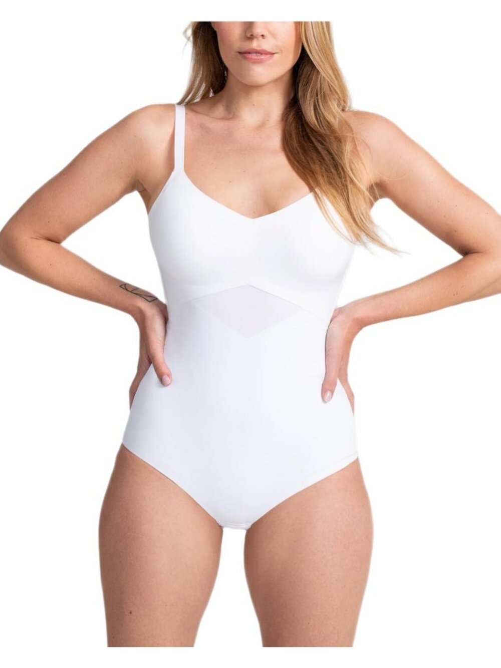 Seamless Cami Bodysuit Shapewear for Women with Wireless Bra Support